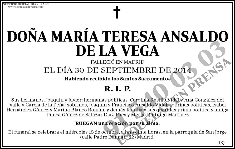 María Teresa Ansaldo de la Vega